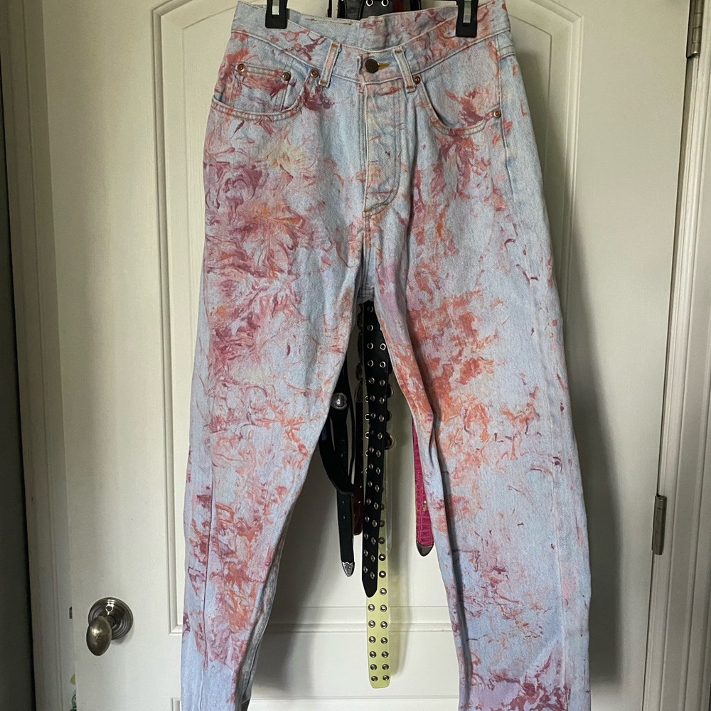Hand dyed vintage jeans